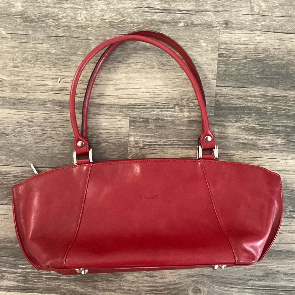 Langos red leather purse.